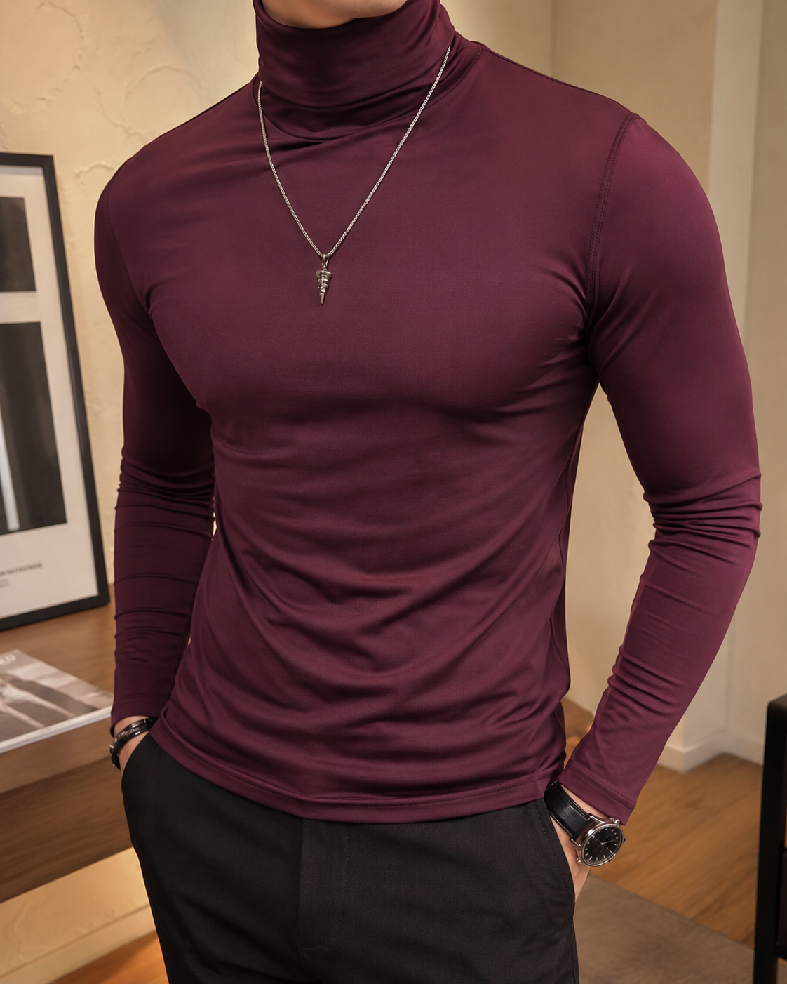 Thermal Base Layer - Men's High Neck Thermal Shirt Autumn
