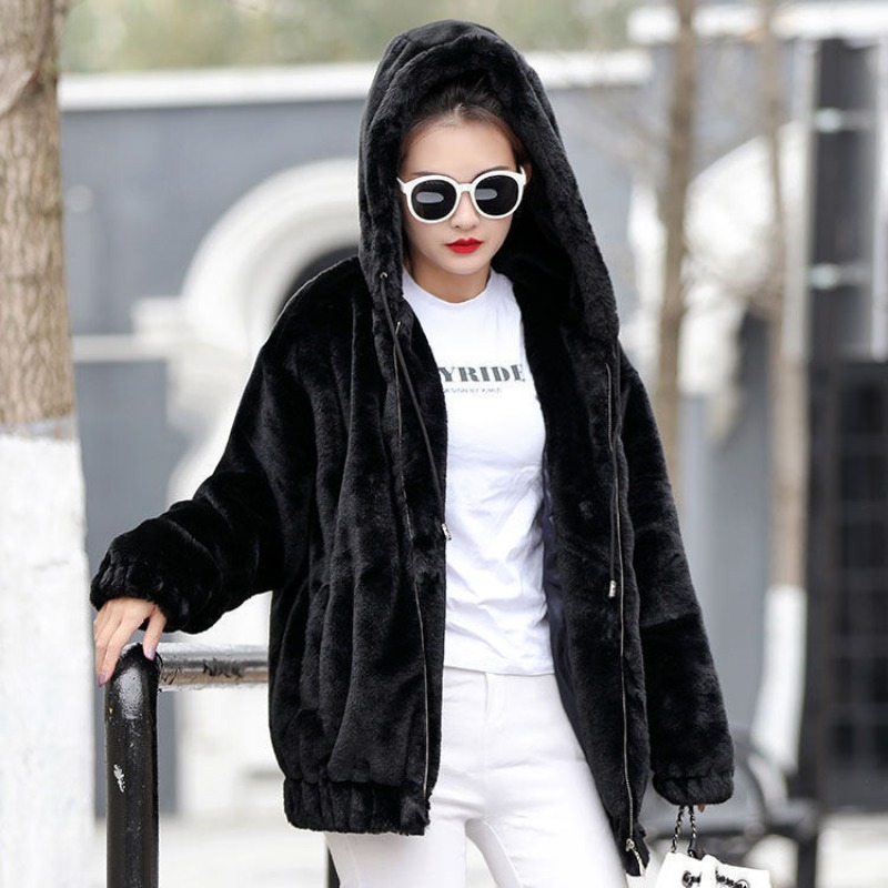 Winter Clothing Drawing - Plain with Zipper Female Hooded Top