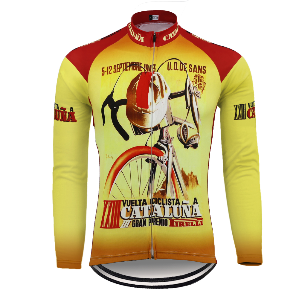 Yellow Winter Clothing - Classical 1943 team cycling Jersey long