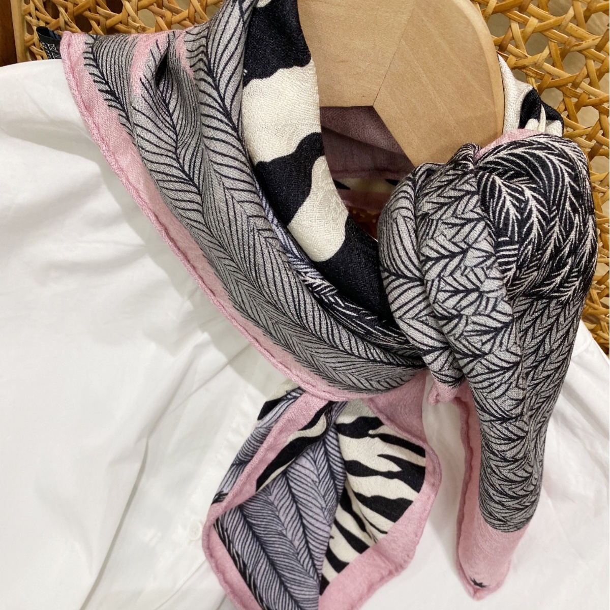 Winter Clothing Hong Kong - Double Side Silk Wool Scarf Women