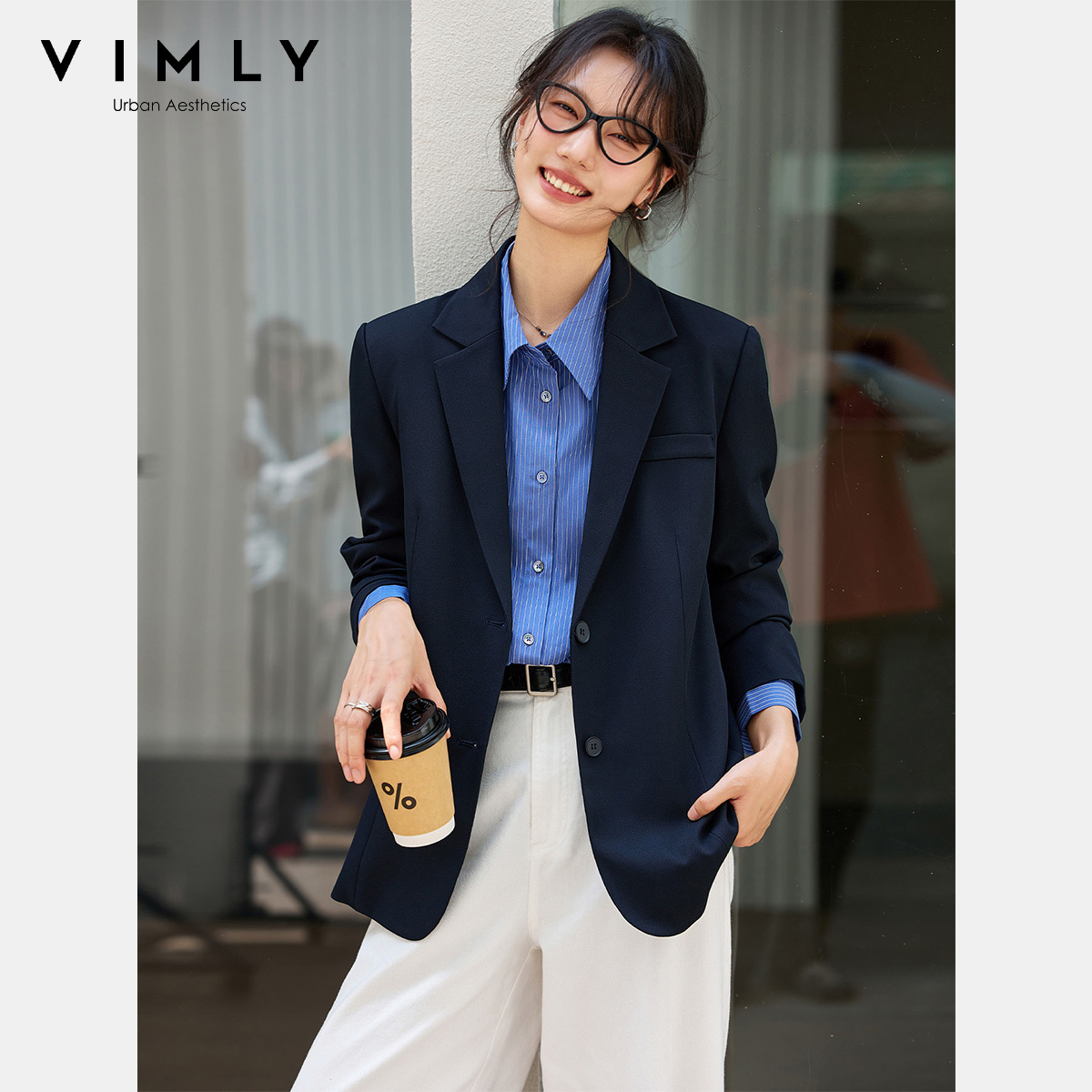 Winter Clothing Trends 2026 - VIMLY Women's Navy Blue Jackets Autumn