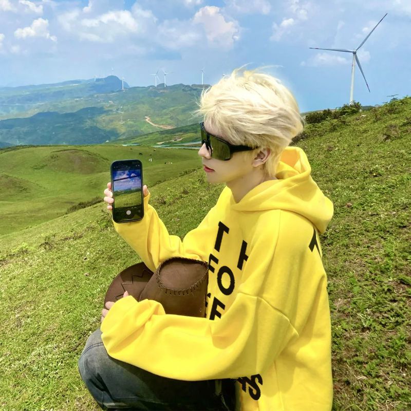 Yellow Winter Clothing - Male Hoodie Yellow Designer Clothing Deals