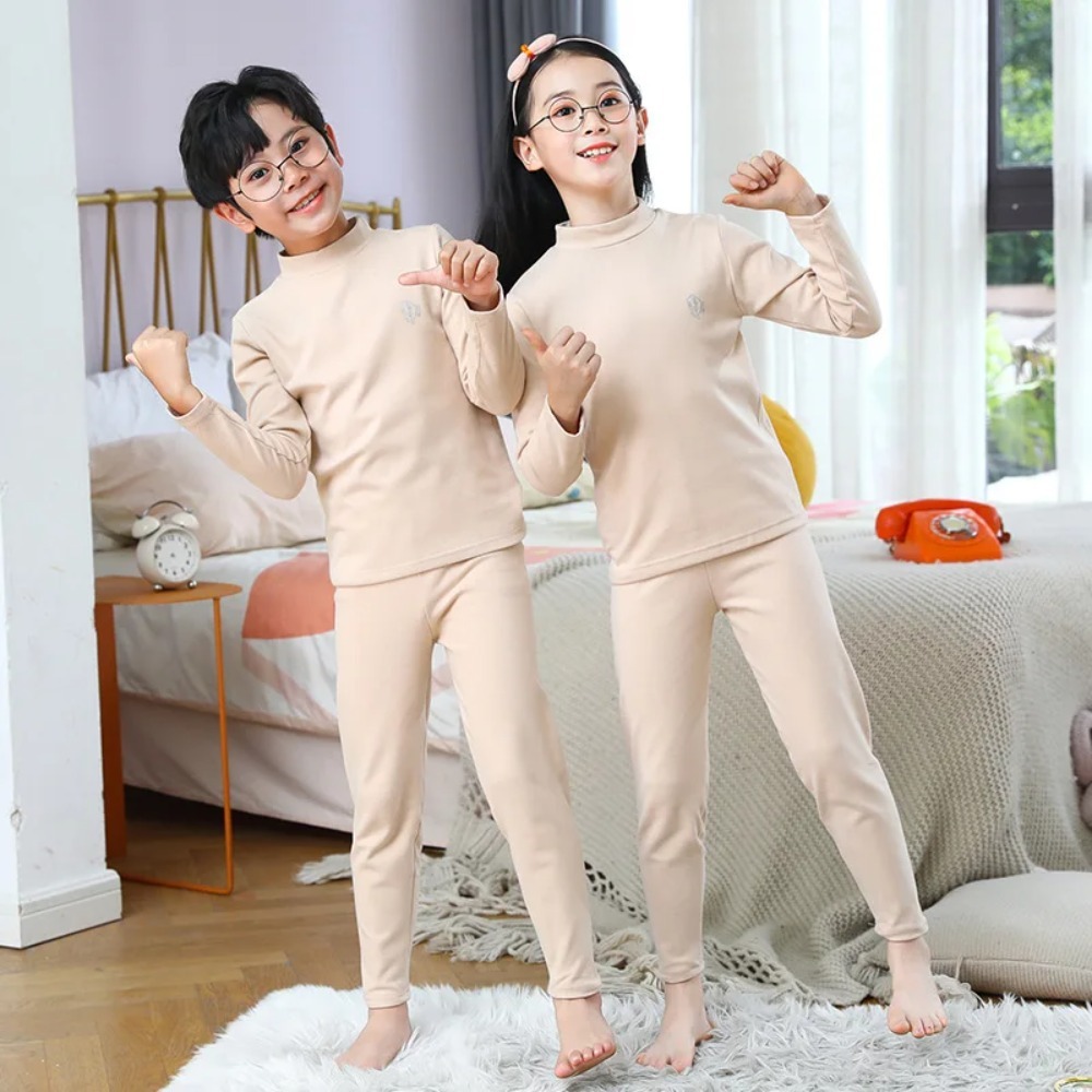Thermal Base Layer - Kids Mid-Collar Thermal Underwear Set -
