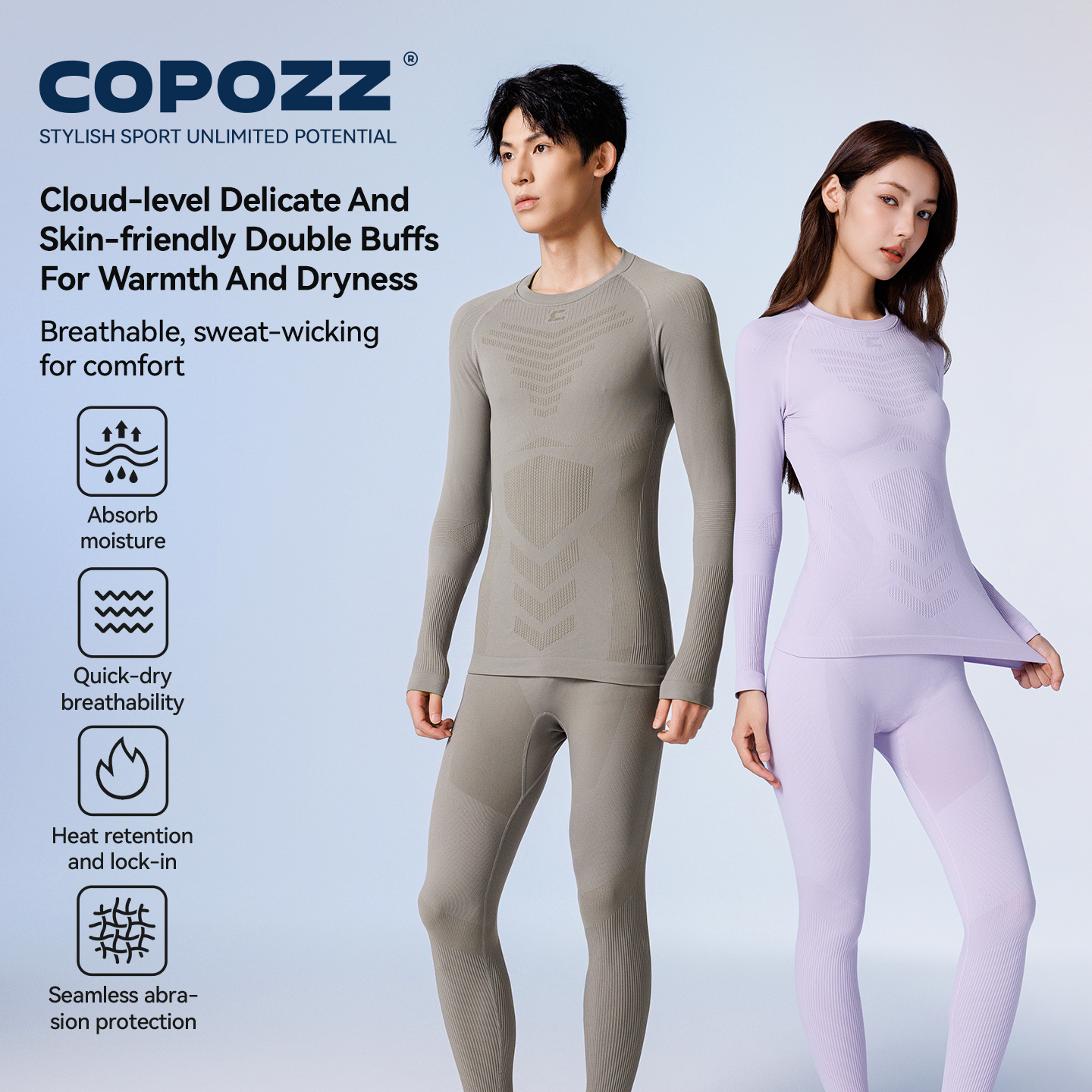Thermal Base Layer - COPOZZ Women Men Seamless Ski Thermal