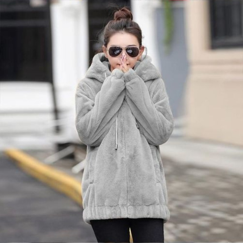 Plain with Zipper Female Hoode - Winter Clothing Drawing review and price