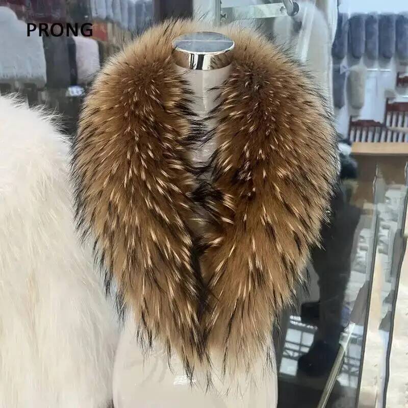 Natural Raccoon Fur Collar Rea - Winter Clothing Color review and price
