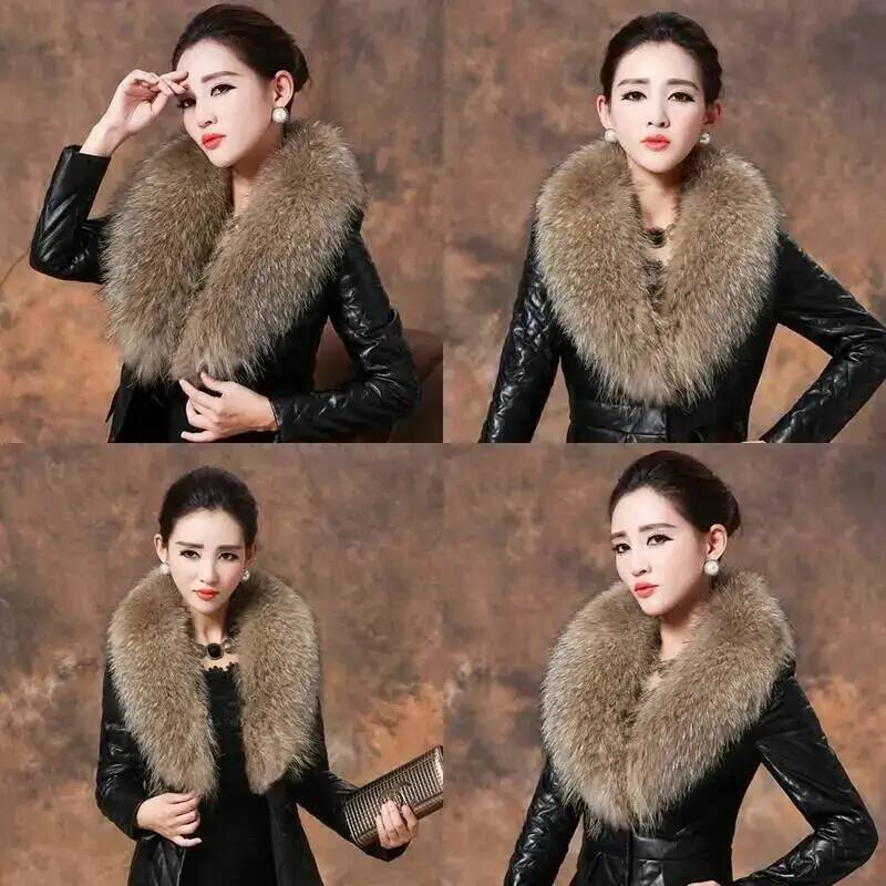 Natural Raccoon Fur Collar Rea - Winter Clothing Color review and price