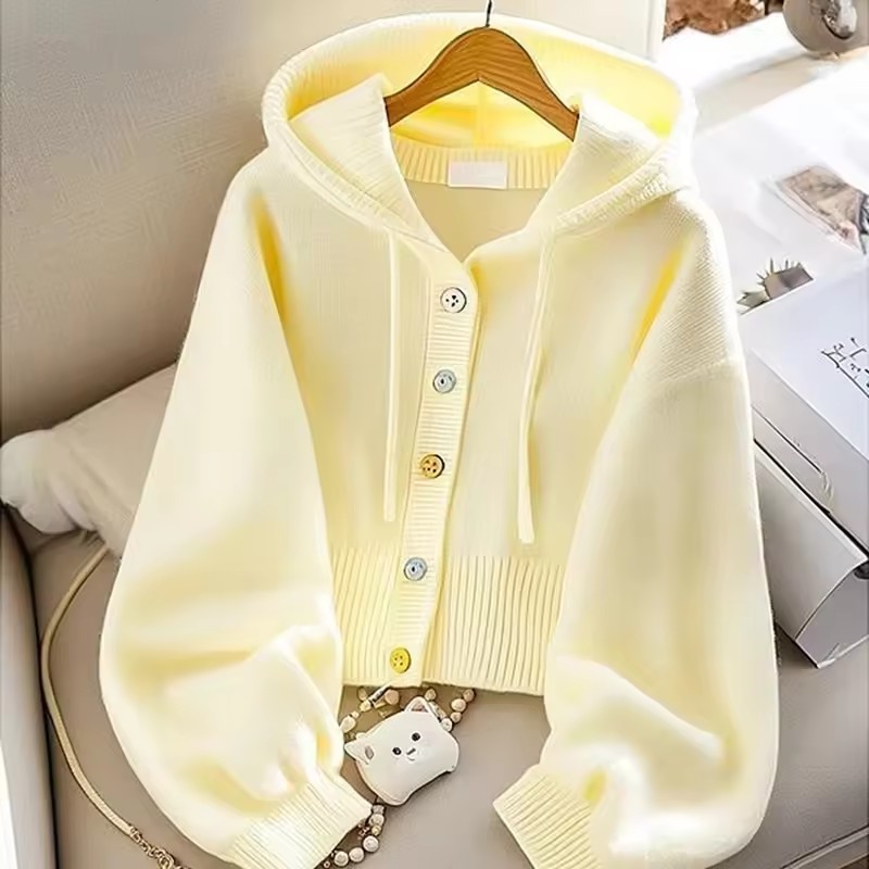Fashion Hooded Knitted Sweater - Yellow Winter Clothing review and price