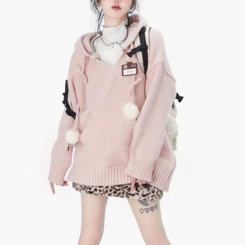 Preppy Style Y2k Sweaters Hood - Winter Clothing Drawing review and price