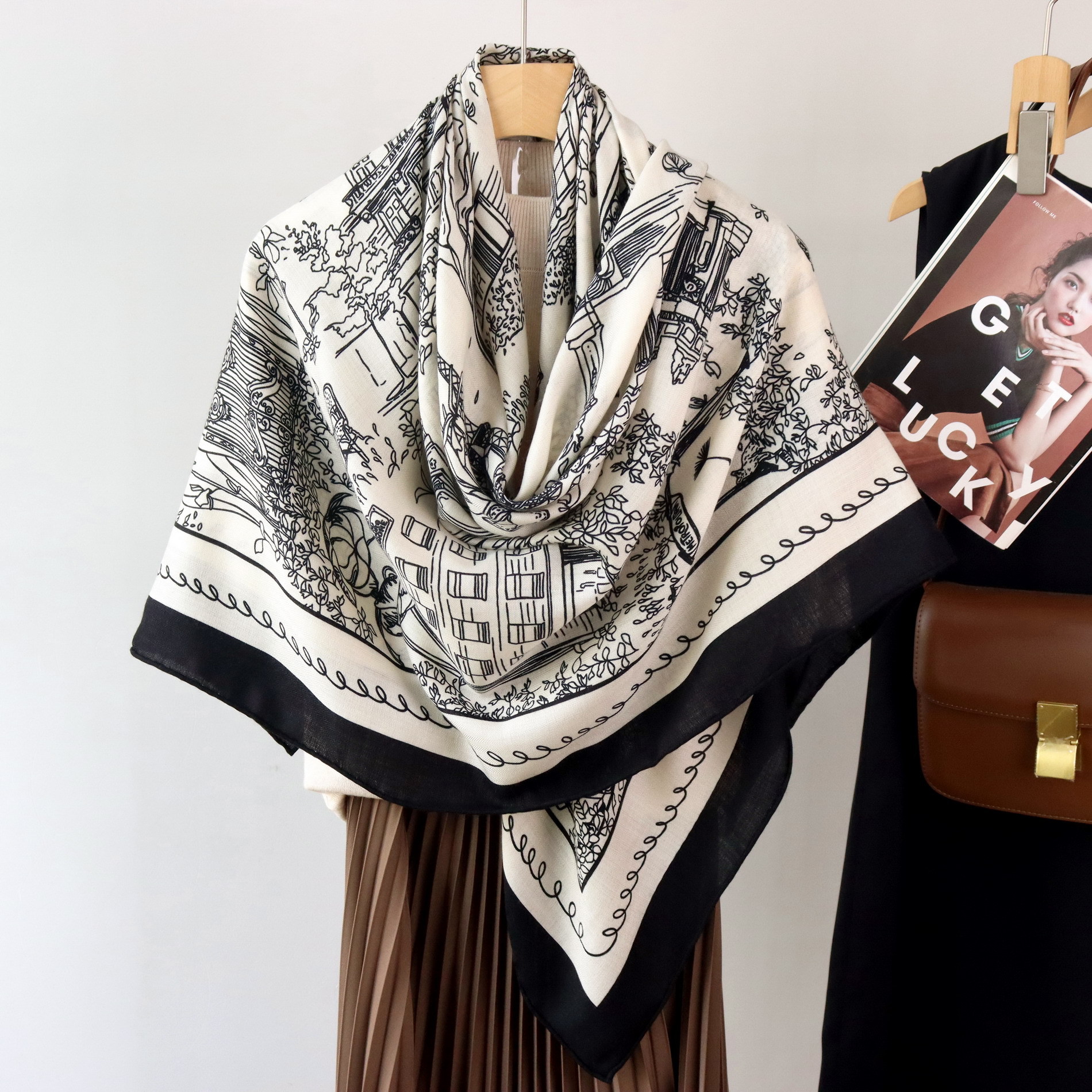 Silk Wool Scarf 135CM Luxury D - Winter Clothing Hong Kong review and price