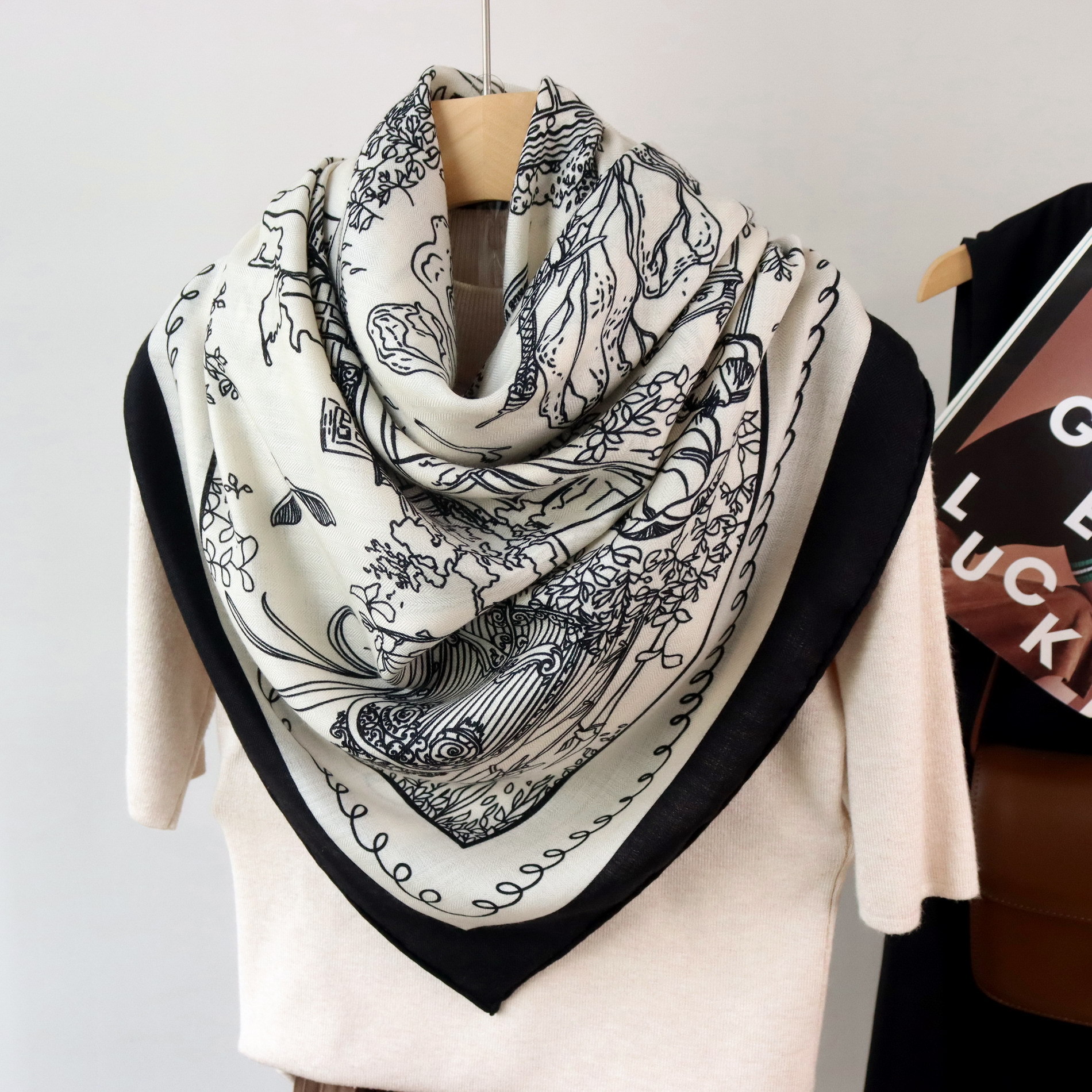 Silk Wool Scarf 135CM Luxury D - Winter Clothing Hong Kong review and price