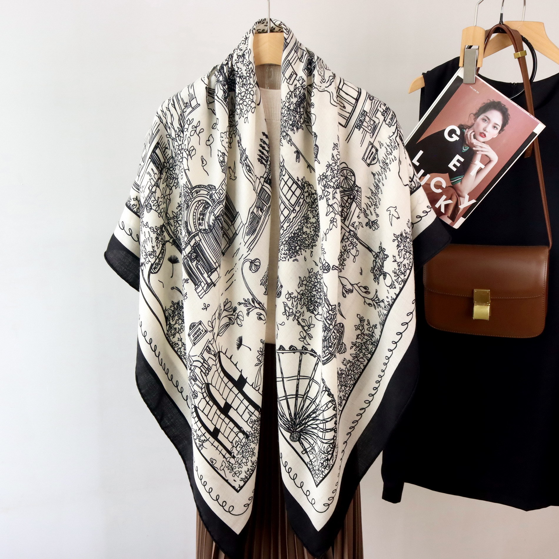 Silk Wool Scarf 135CM Luxury D - Winter Clothing Hong Kong review and price