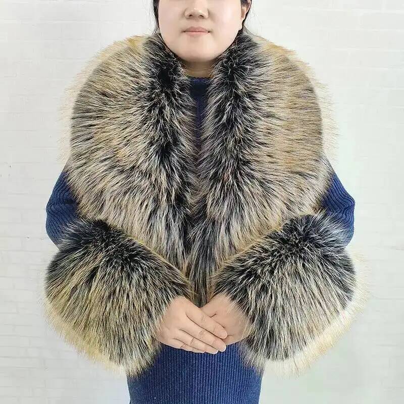 Large Women Faux Fox Fur Scarf - Winter Clothing Color review and price