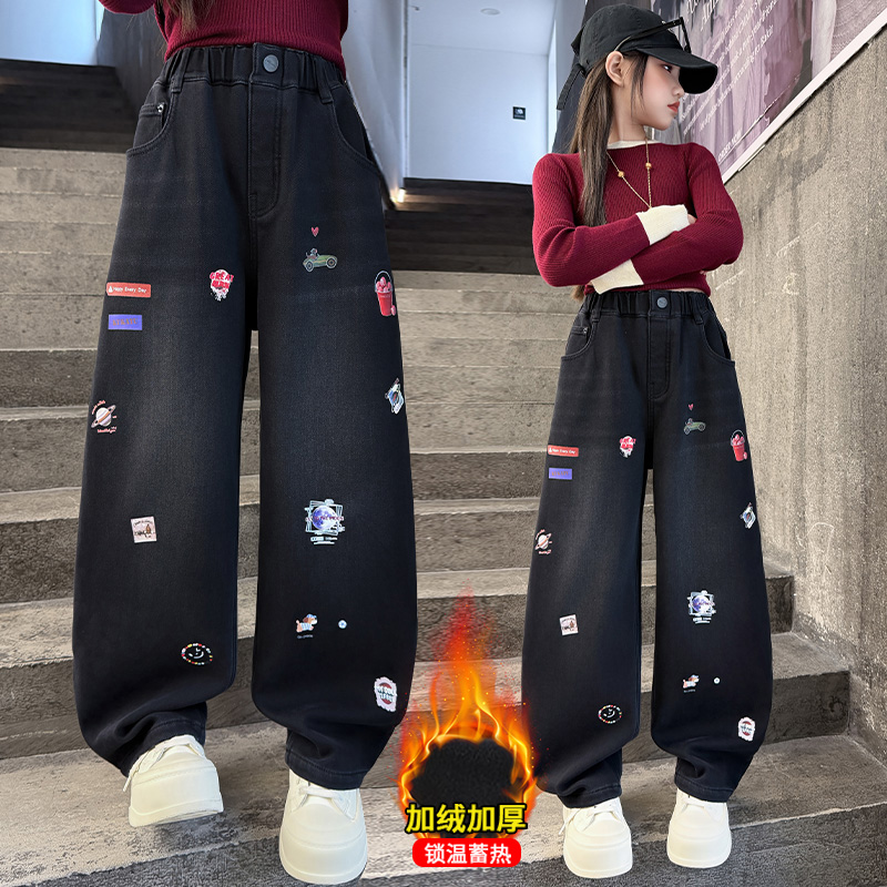 Autumn Girls' Jeans Cartoon Em - Winter Clothing Drawing review and price