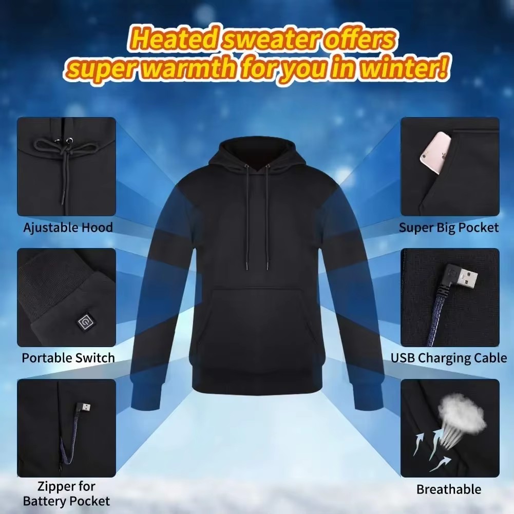 Women USB Heating Hoodies Men  - Winter Clothing Color review and price