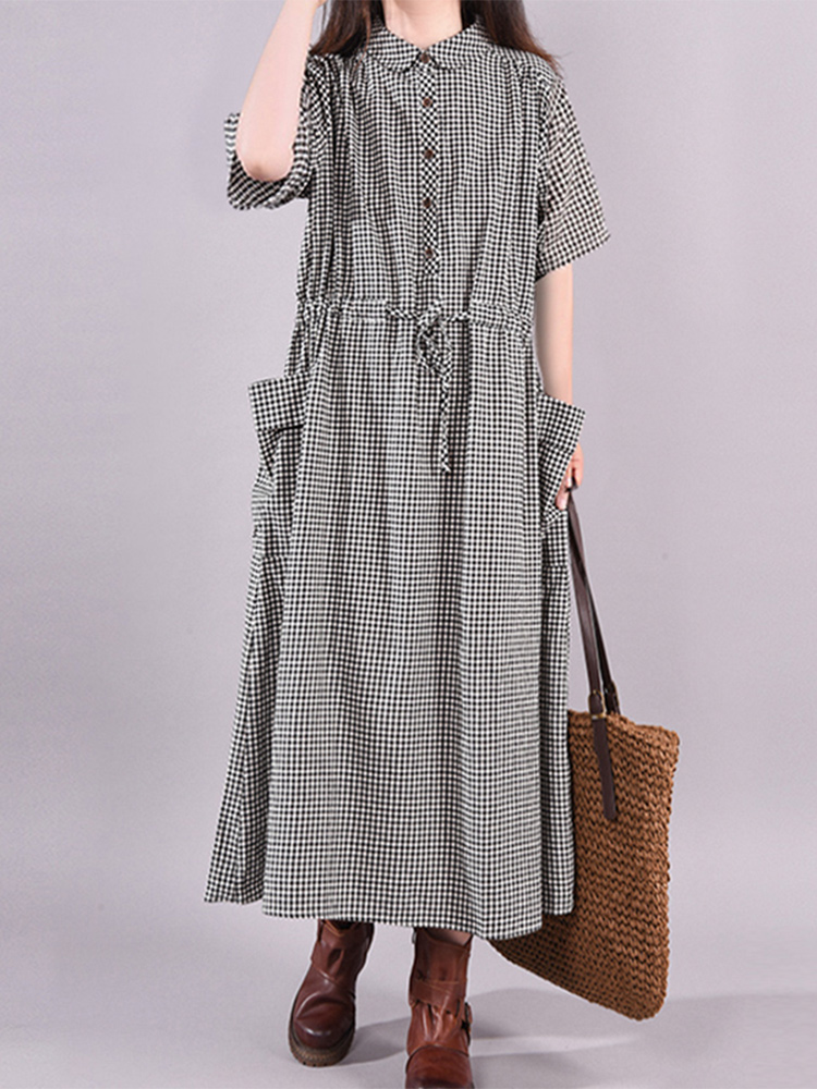 Fashion Vintage Dress Plaid Dr - Winter Clothing Drawing review and price