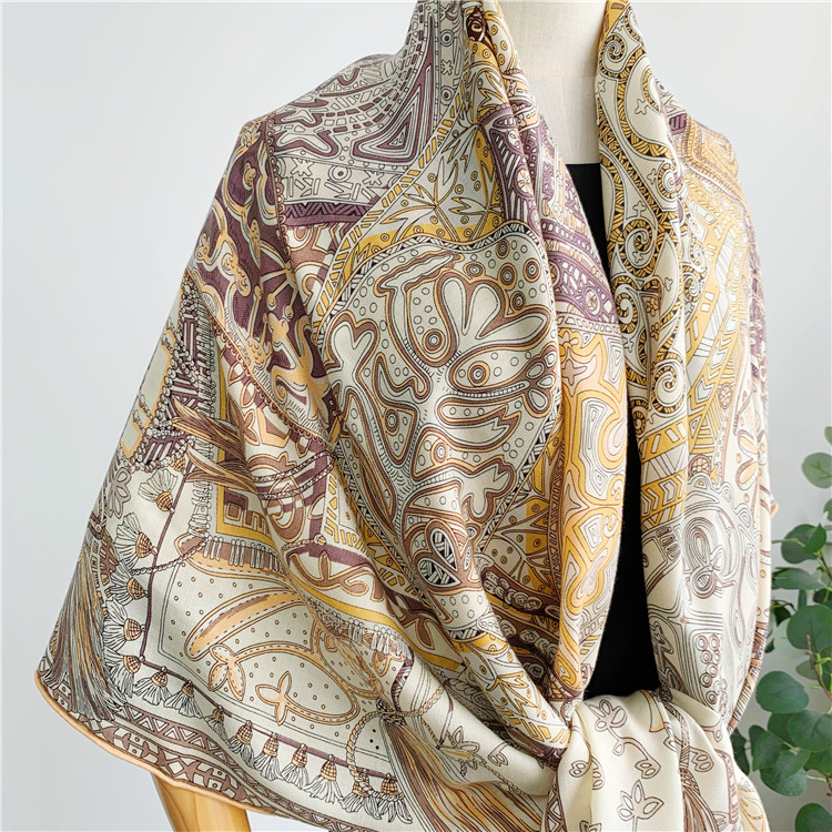 Silk Wool Scarf 135CM Luxury D - Winter Clothing Hong Kong review and price