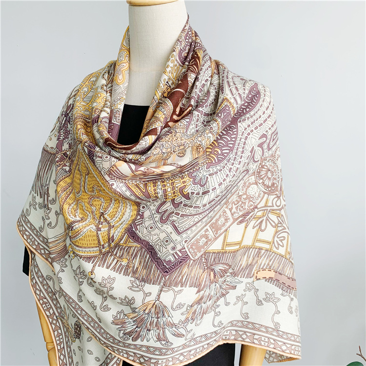 Silk Wool Scarf 135CM Luxury D - Winter Clothing Hong Kong review and price