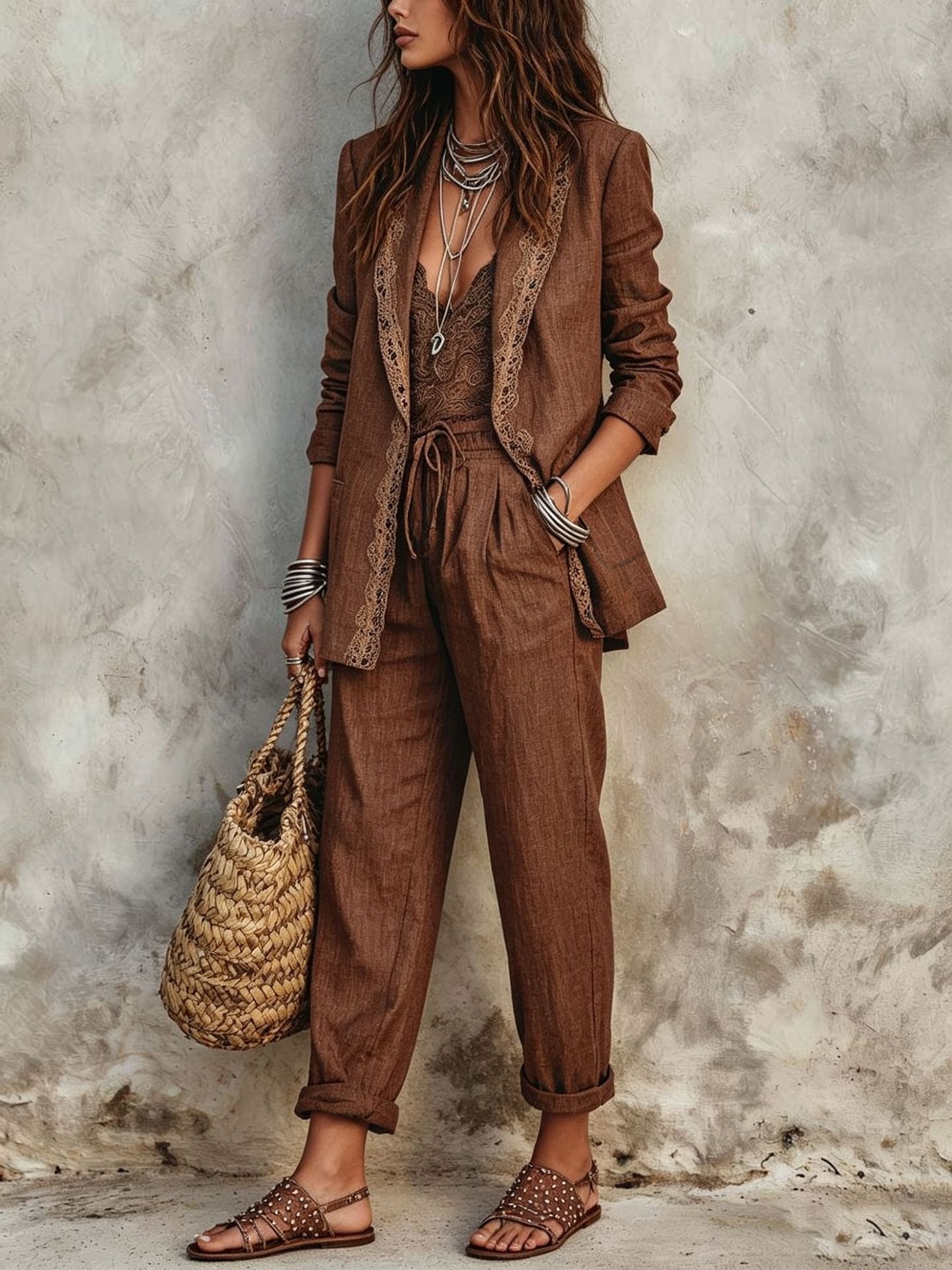 Casual Blazer Two Piece Set Wo - Winter Clothing Color review and price