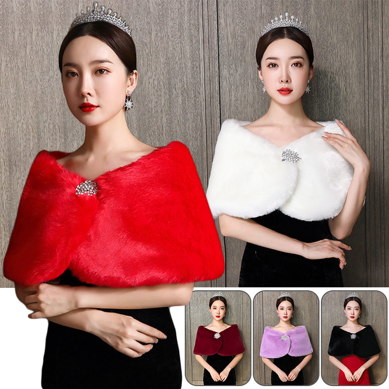 Women Bridal Shawl Wedding Cap - Winter Clothing Color review and price