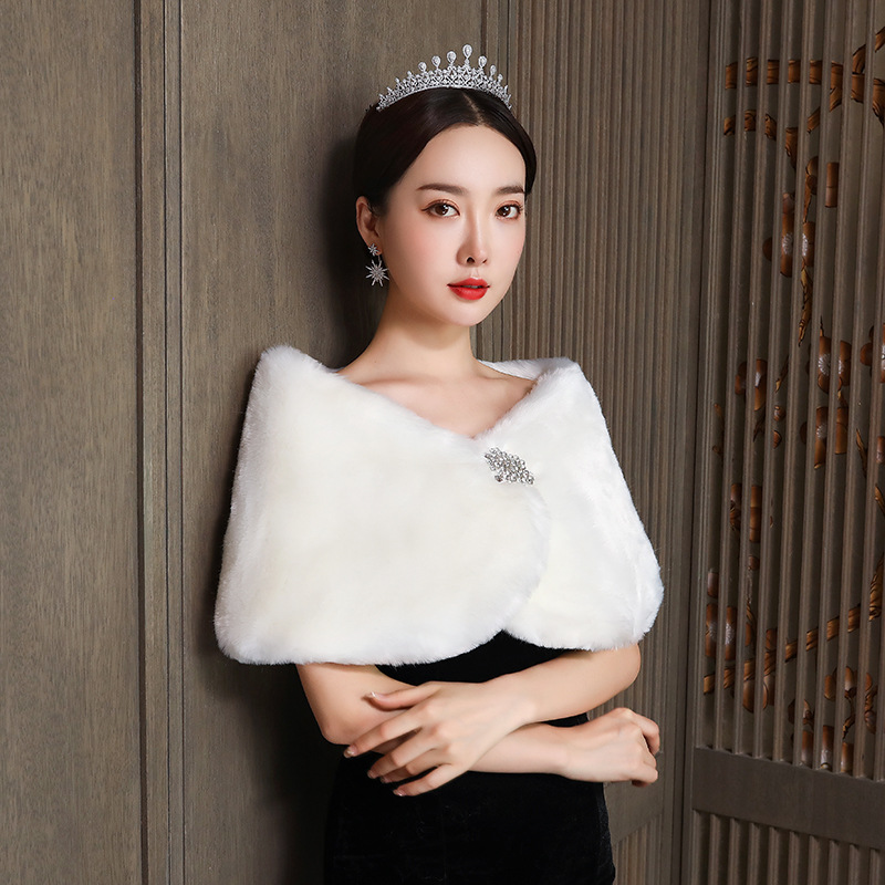 Women Bridal Shawl Wedding Cap - Winter Clothing Color review and price