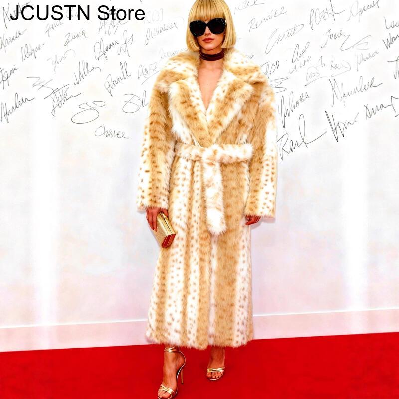 Leopard Faux Fur Coat Women Ma - Yellow Winter Clothing review and price