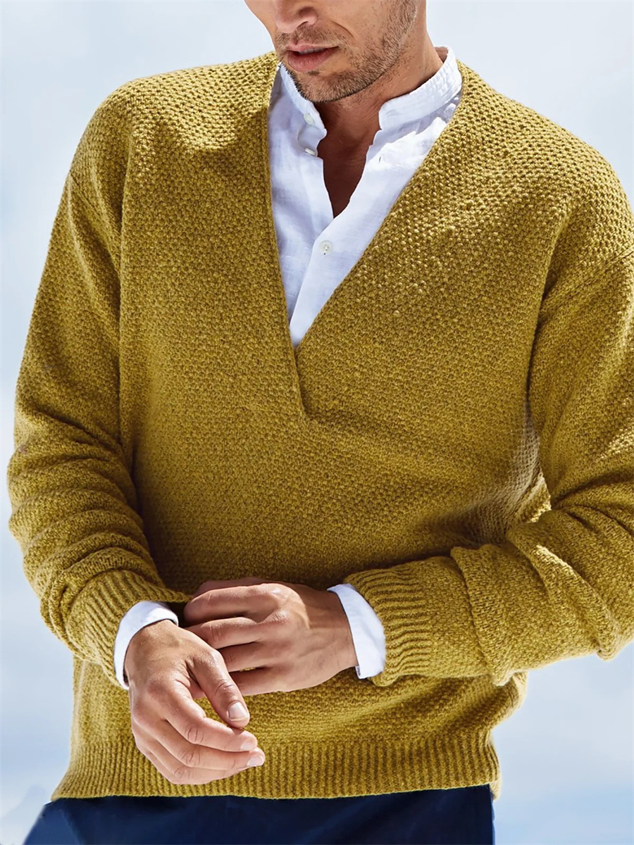 Autumn Winter Men Sweaters Kni - Yellow Winter Clothing review and price